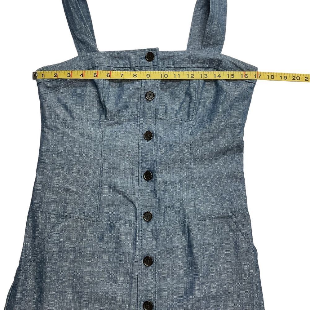 Derek Lam Chambray Denim Button Front Tank Dress Size 8 Blue Sleeveless - Picture 9 of 15